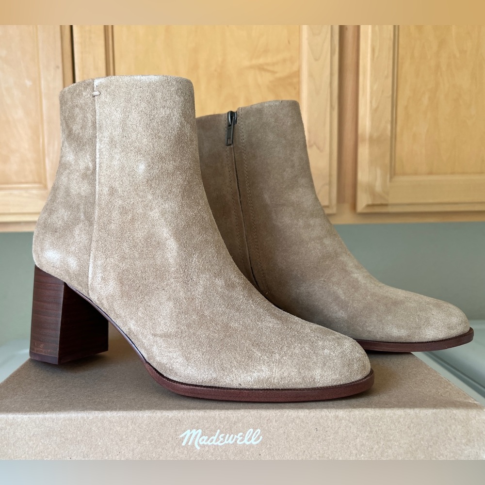 New Madewell Mira Side Seam Ankle Boot, oiled suede